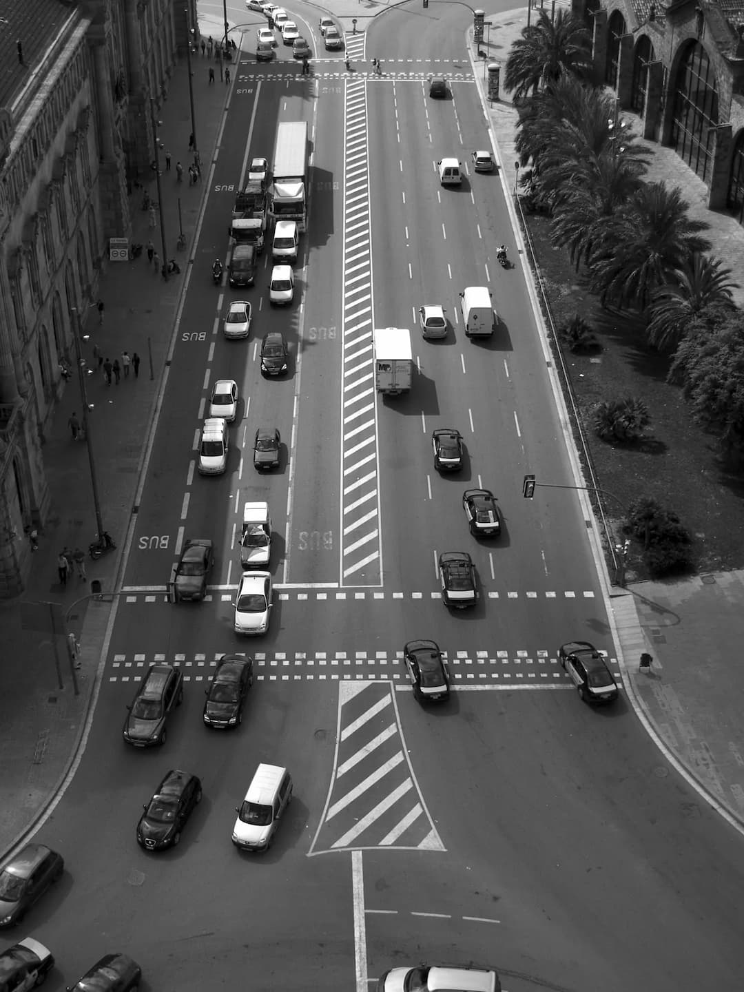 Cars on an avenue.